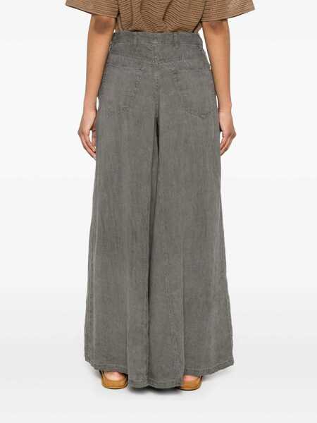 Pantaloni casual White Sand White Sand Cotton Wide-Leg Trousers GREY Femei (BM 17553144) 4
