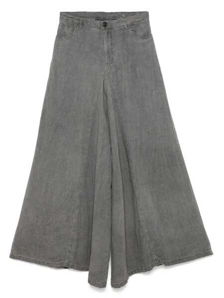 Pantaloni casual White Sand White Sand Cotton Wide-Leg Trousers GREY Femei (BM 17553144) 1
