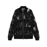 Bomber jacket D.Exterior Black Bomber Jacket With Lace Floral Embroidery Femei