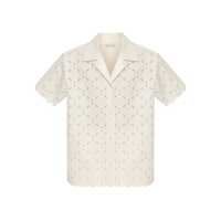 Camasi Moncler Ivory Embroidered Cotton-Blend Shirt Femei