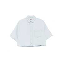 Camasi Semicouture Light Blue 'Damania' Crop Shirt With Pocket Femei
