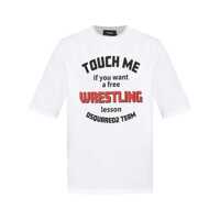 Tricouri White Crewneck T-Shirt With Print On The Front In Cotton Man Barbati