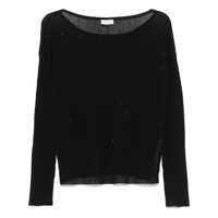 Pulovere Liu Jo Black Cotton Blended Knit Shirt Femei