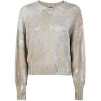 Camasi Avant Toi Metallic Knots On Cotton Roundneck Pullover With Lamination Clothing Femei