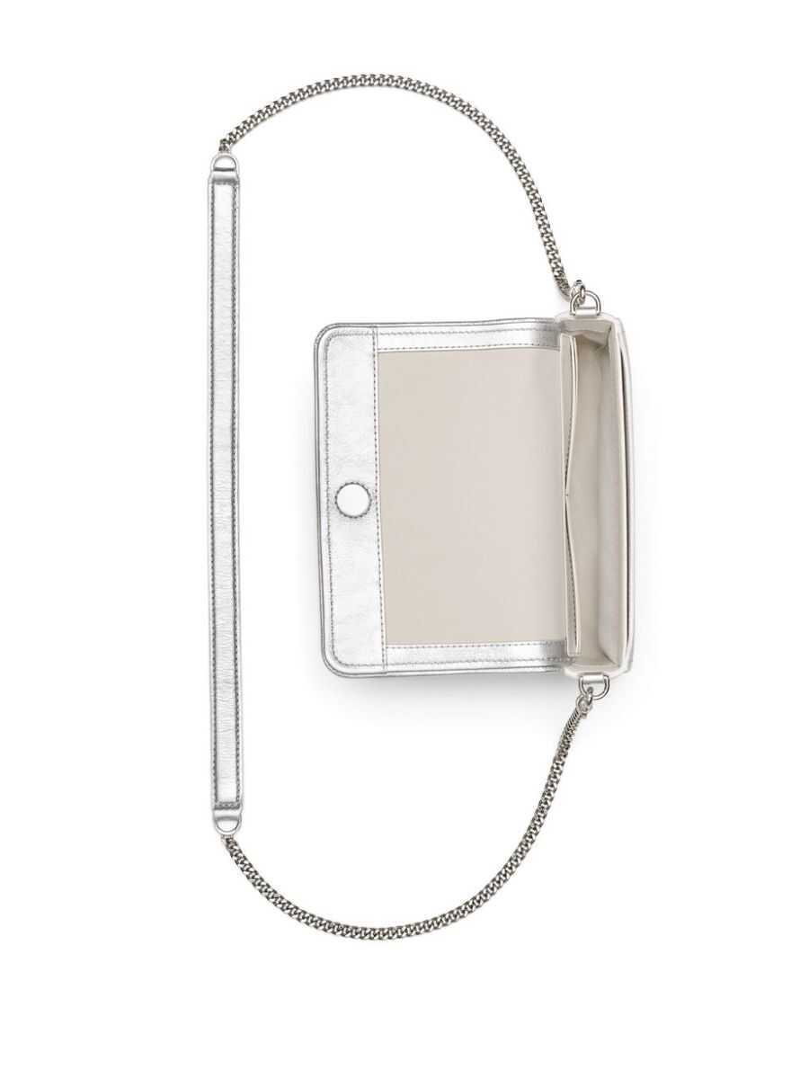 Genti de umar Marc Jacobs Marc Jacobs The Metallic Leather Chain Mini Bag Crossbody Bag SILVER Femei (BM 17560266) 5