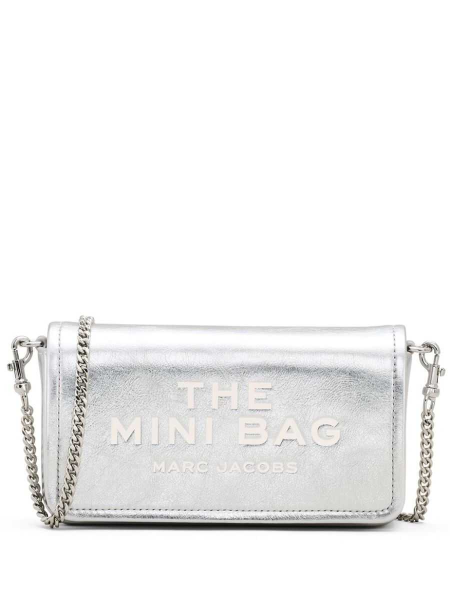 Genti de umar Marc Jacobs Marc Jacobs The Metallic Leather Chain Mini Bag Crossbody Bag SILVER Femei (BM 17560266) 8