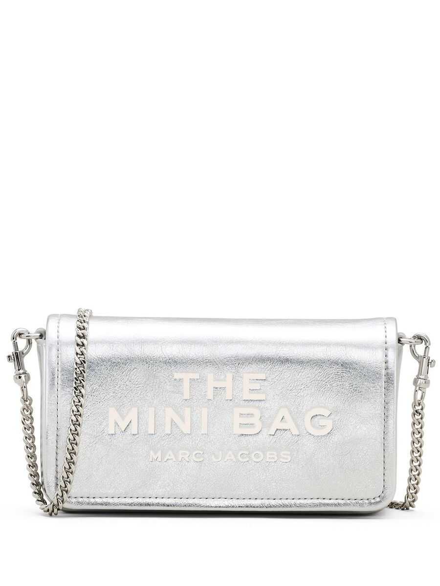 Genti de umar Marc Jacobs Marc Jacobs The Metallic Leather Chain Mini Bag Crossbody Bag SILVER Femei (BM 17560266) 1