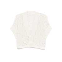 Cardigane 'Bizet' White Knit Cardigan With V Neck In Linen And Cotton Woman Femei