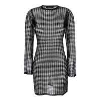 Rochii 'Flexage' Black Crewneck Dress With Check Motiv All-Over And Open Rear In Fabric Woman Femei