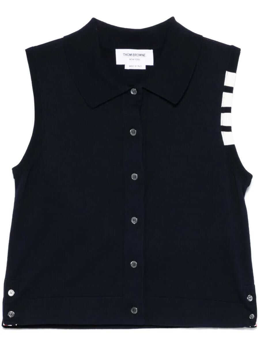 Topuri Thom Browne Thom Browne Cotton Tank Top With 4-Stripe Detail BLUE Femei (BM 17562123) 1
