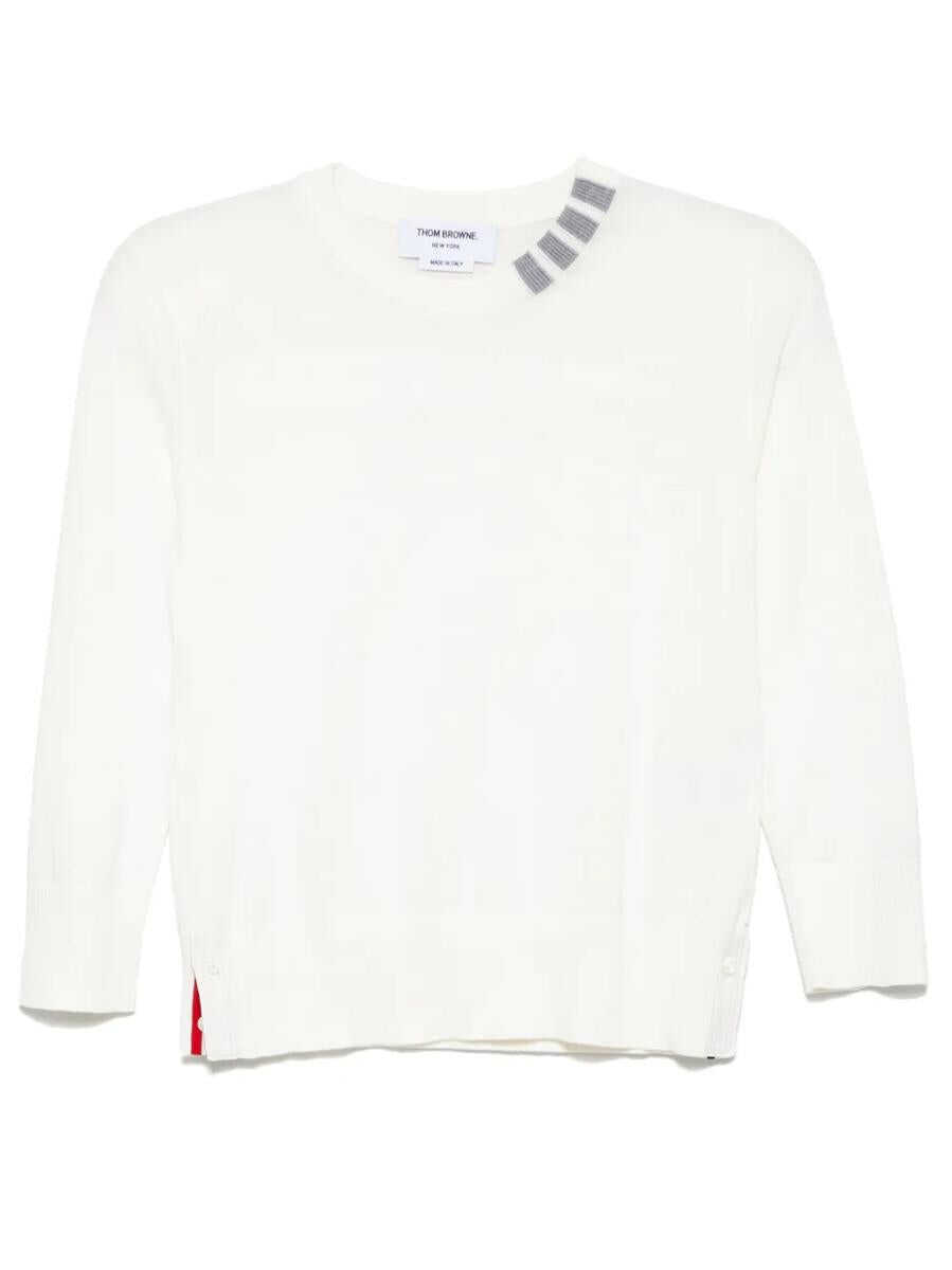 Pulovere Thom Browne Thom Browne 4-Stripe Detail Sweater WHITE Femei (BM 17562126) 1