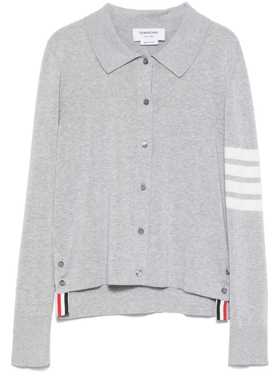 Tricouri Polo Thom Browne Thom Browne Jersey Polo With 4 Bar Stripe Detail GREY Femei (BM 17562159) 1