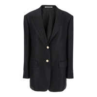 Geci Black Jacket With Pointed Lapels And Front Pockets In Viscose Blend Woman Femei