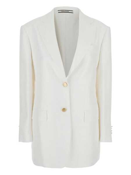 Geci Tagliatore White Jacket With Pointed Lapels And Front Pockets In Viscose Blend Woman WHITE Femei (BM 17563479) 1