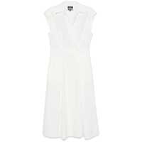 Rochii 'Athena' White Sleeveless V-Neck Dress In Cotton Woman Femei
