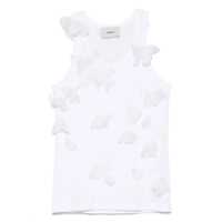 Topuri 'Butterfly' White Sleeveless Top With Logo Detail On The Front And Ruches In Cotton Woman Femei