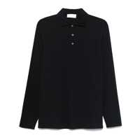 Tricouri Polo Blue Polo With Classic Collar And Long Sleeves In Cotton And Silk Blend Man Barbati