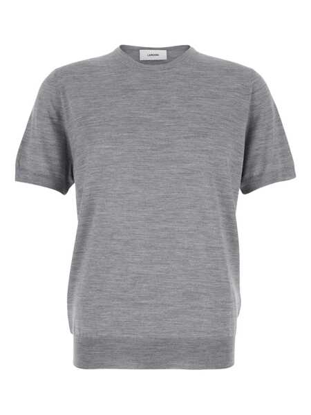 Pulovere Lardini Grey Ribbed Crewneck Sweater In Wool And Silk Blend Man GREY Barbati (BM 17564355) 1