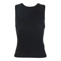 Topuri Black Top With Ribbed Design And Cut-Out Detail On The Back In Viscose Blend Woman Femei