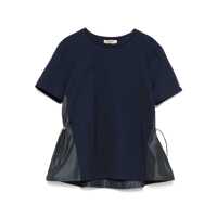 Tricouri Blue Crewneck T-Shirt With Drawstring Waist In Cotton Woman Femei