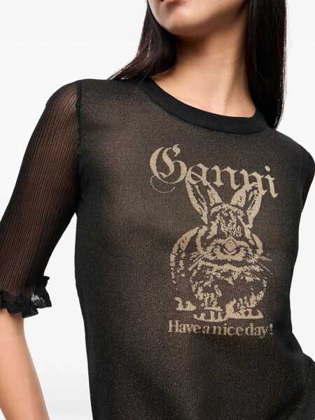 Pulovere Ganni Ganni Bunny Crewneck Top Black Femei (BM 17565522) 5