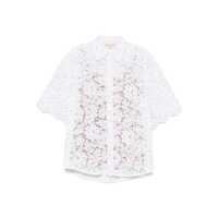 Camasi White Beaded Shirt With All-Over Floral Embroidery In Tech Fabric Woman Femei