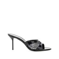 Pantofi cu toc Black Mule With Mesh Design And Stiletto Heel In Leather Woman Femei