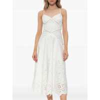 Rochii Self-Portrait Dama - Rochii Self-Portrait White Midi Dress With All-Over Embroidery And Scallop Hem In Cotton Woman WHITE Femei (BM 17567880) - B-mall.ro