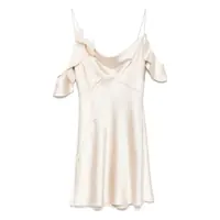 Rochii Beige Off-Shoulder Mini Dress With Ruched Details In Tech Fabric Woman Femei
