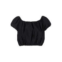 Topuri 'Whitely' Black Top With Balloon Design In Cotton Blend Woman Femei
