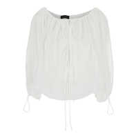 Topuri 'Wilma' White Top With Long Balloon Sleeves In Cotton Woman Femei