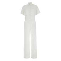Salopete White Tracksuit With Patch Pockets On The Chest And Elastic Waist In Cotton Woman Femei