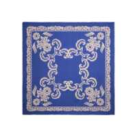 Esarfe ETRO Blue Scarf With All-Over Floral Print And Lettering Logo In Cotton And Modal Blend Woman