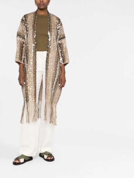 Cardigane Brunello Cucinelli Jute and cotton cardigan Gold Femei (BM 17569194) 2