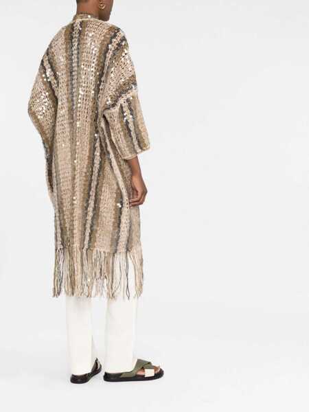 Cardigane Brunello Cucinelli Jute and cotton cardigan Gold Femei (BM 17569194) 4