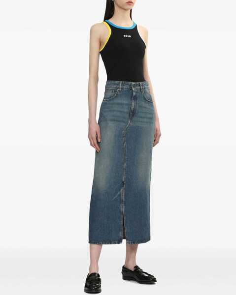Fuste casual MSGM Long Denim Skirt DENIM Femei (BM 17569468) 2