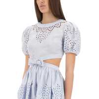 Rochii Self-Portrait Dama - Rochii casual Self-Portrait Embroidered Linen Mini Dress BABY BLUE Femei (BM 17569621) - B-mall.ro