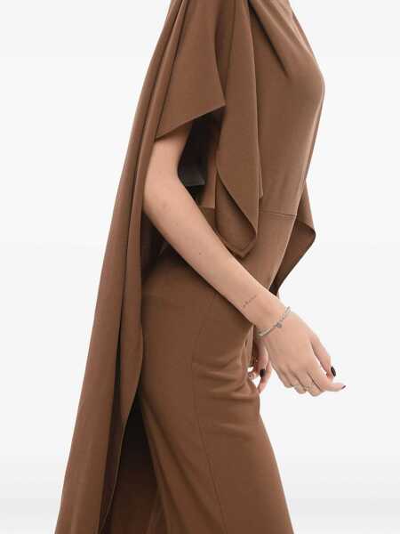 Salopete TALLER MARMO Cape Jumpsuit With Draped Sleeves Brown Femei (BM 17570053) 4