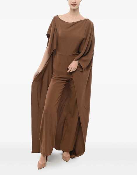Salopete TALLER MARMO Cape Jumpsuit With Draped Sleeves Brown Femei (BM 17570053) 1