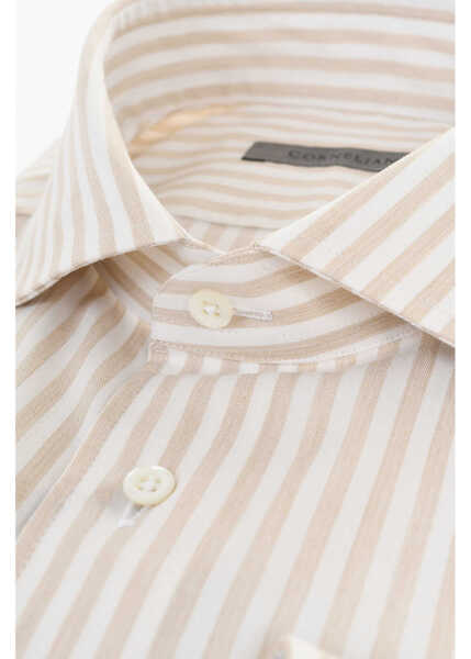 Camasi casual CORNELIANI Two-Tone Striped Shirt With Spread Collar Beige Barbati (BM 17570071) 2