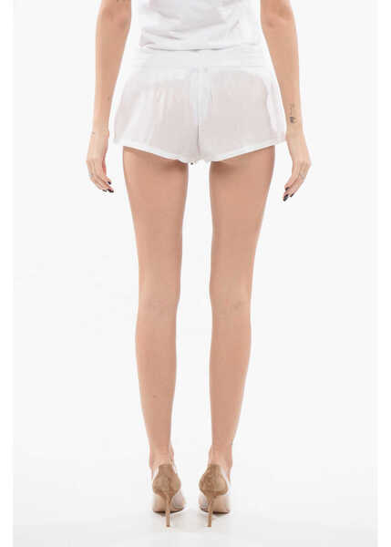 Pantaloni scurti THE ATTICO Lightweight Cotton Shorts With Contrasting Logo White Femei (BM 17570095) 2