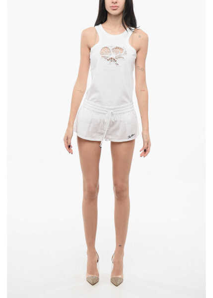 Pantaloni scurti THE ATTICO Lightweight Cotton Shorts With Contrasting Logo White Femei (BM 17570095) 4