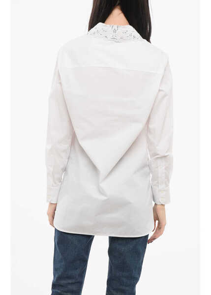 Bluze Ermanno Scervino Oversized Shirt With Embroidered Collar White Femei (BM 17570116) 2