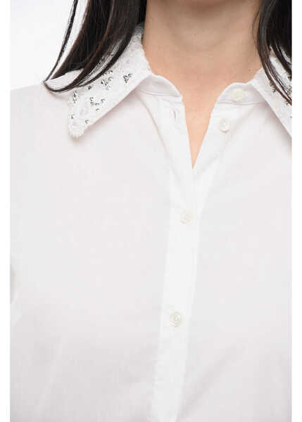 Bluze Ermanno Scervino Oversized Shirt With Embroidered Collar White Femei (BM 17570116) 3