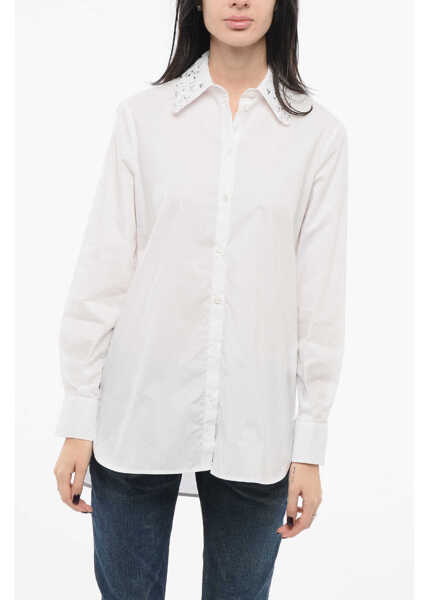 Bluze Ermanno Scervino Oversized Shirt With Embroidered Collar White Femei (BM 17570116) 1
