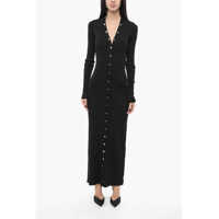 Cardigane Ribbed Cardigan Dress With Jewel Buttons Femei