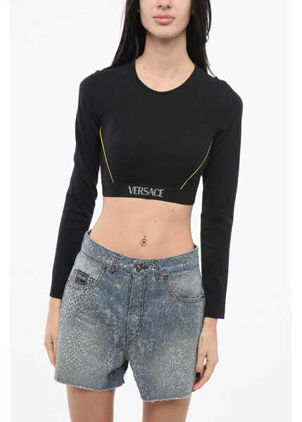 Bluze Versace Crop Top With Logoed Band Black Femei (BM 17570134) 1