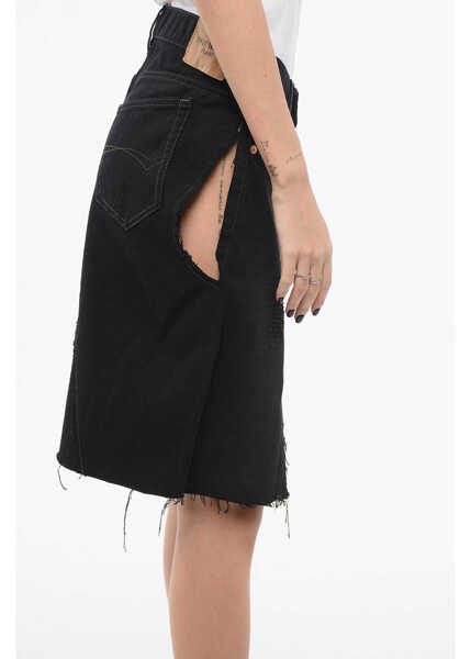 Fuste casual Balenciaga Denim Miniskirt With Cut-Outs Black Femei (BM 17570305) 3