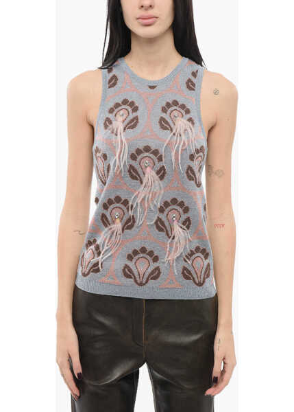 Bluze ETRO Jacquard Feather Tank Top Blue Femei (BM 17570326) 1