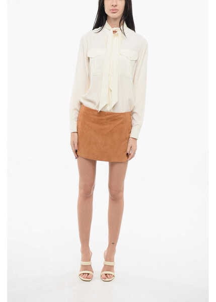 Pantaloni scurti Ermanno Scervino Suede Wrap Shorts Brown Femei (BM 17570422) 4